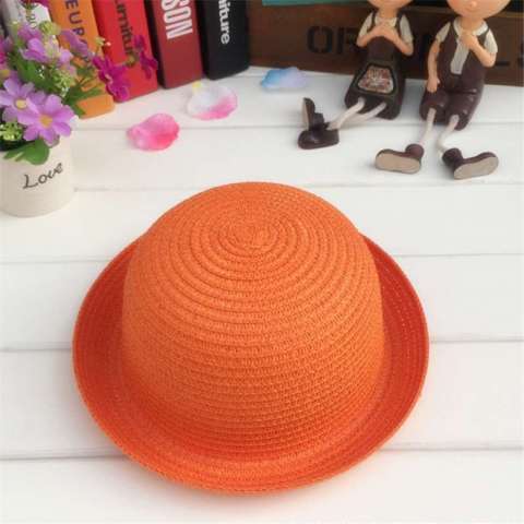 2019  Fashion Kids Anti-UV Straw Sun Hat Cat Ear Summer Cap for Girl Boys Bucket Hat